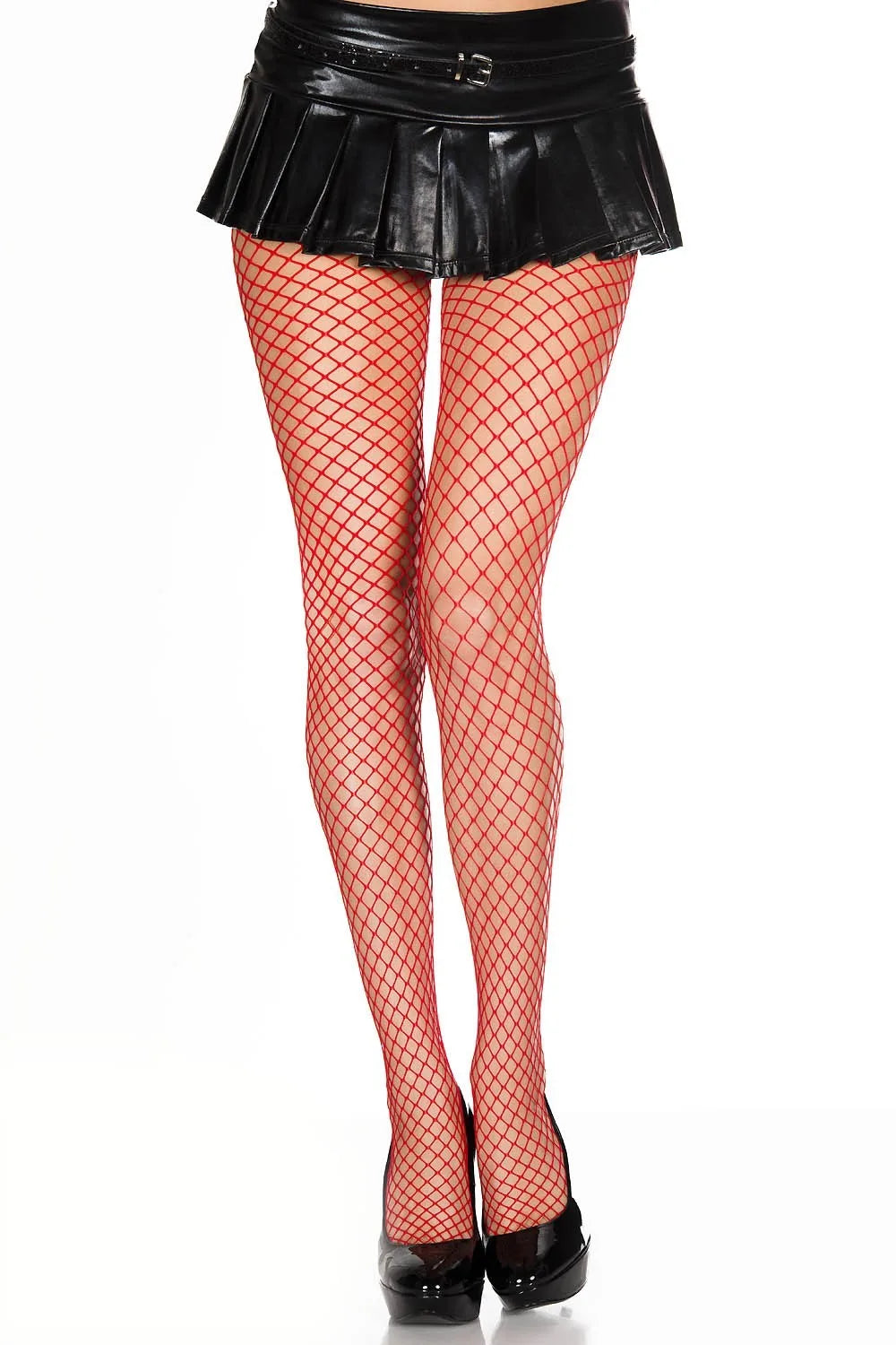 Collant large filet rouge