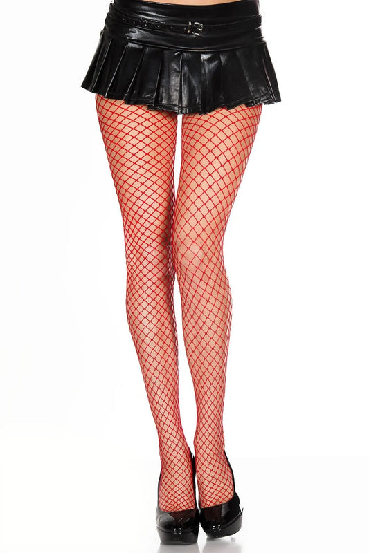 Collant large filet rouge