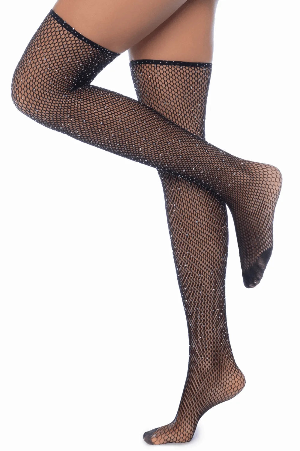 Bas résille noire avec strass